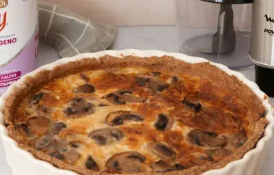 Quiche de cebolla y hongos