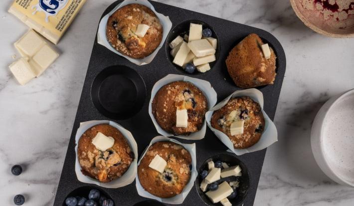 Muffins de arándanos y chocolate